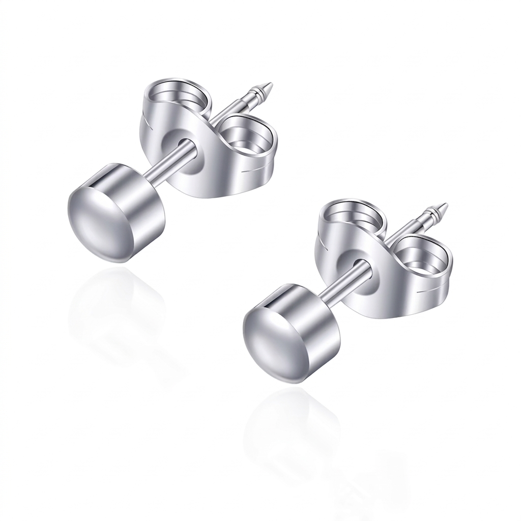 Minimalist Cylinder Stud Earrings - Silver (Free UK Delivery)